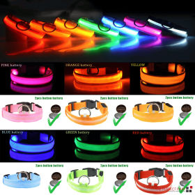 LED Adjustable Dog Collar Blinking Flashing Light Up Glow Pets Safety Waterproof (Color: Orange, size: XS)