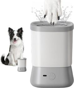 Electric Dog Paw Cleaner for Dogs 2 Speeds Automatic Dog Foot Paw Washer for Small Medium to Large Cat Dog Pet (Color: Grey)