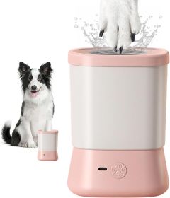 Electric Dog Paw Cleaner for Dogs 2 Speeds Automatic Dog Foot Paw Washer for Small Medium to Large Cat Dog Pet (Color: Pink)