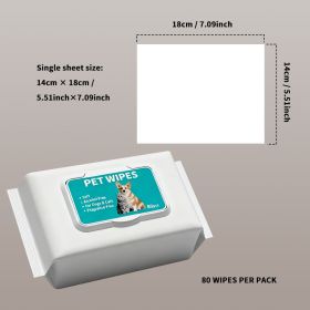 80 pack pet cleaning wipes for cats and dogs, universal non-alcoholic mild antibacterial wipes (Color: 80 pieces)
